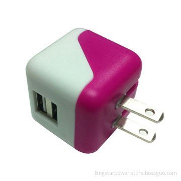 Mini Folding US Plug Dual USB AC Home Wall Charger for iPhone 5/5S/4S/3, Samsung S4/S5/Note2/3